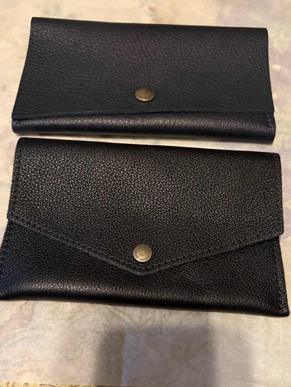 Portland Leather Bundle: Pebbled Black Rancher Wallet & Envelope Pouch